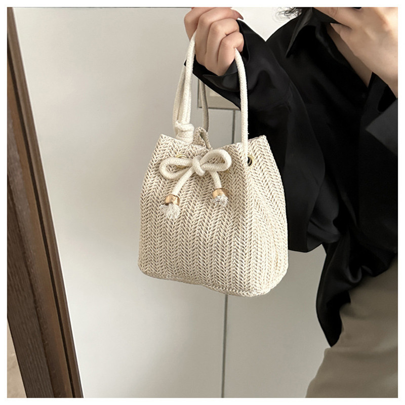 

New Straw Crossbody Bag Summer Boho Women Bucket Tote Shoulder Bag Beach Vacation Shopping Phone Clutch Bag Pouch Purses