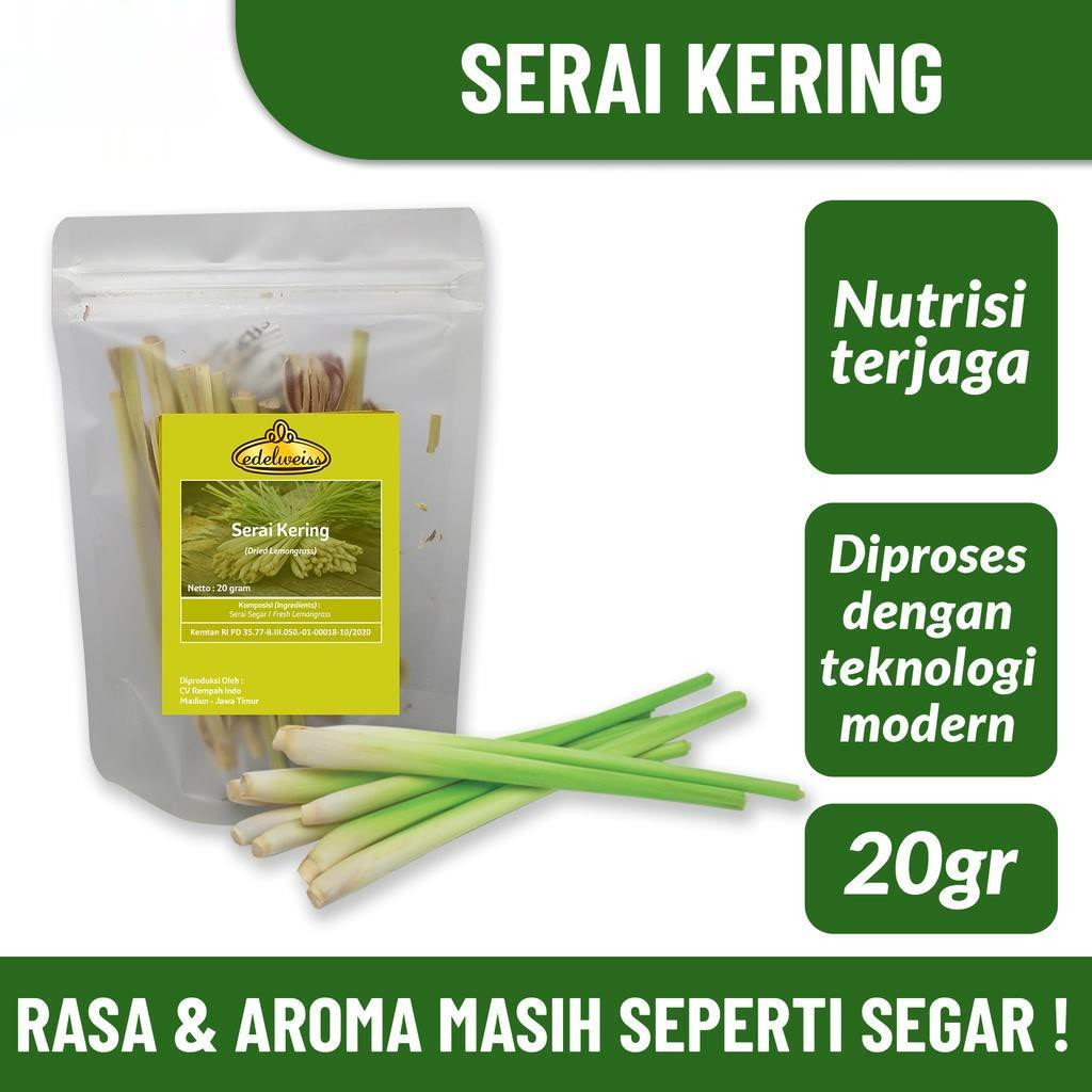 

Edelweiss Serai Kering / Sereh Kering Potong Murni Refill Pack 20gr (Dried Lemongrass)