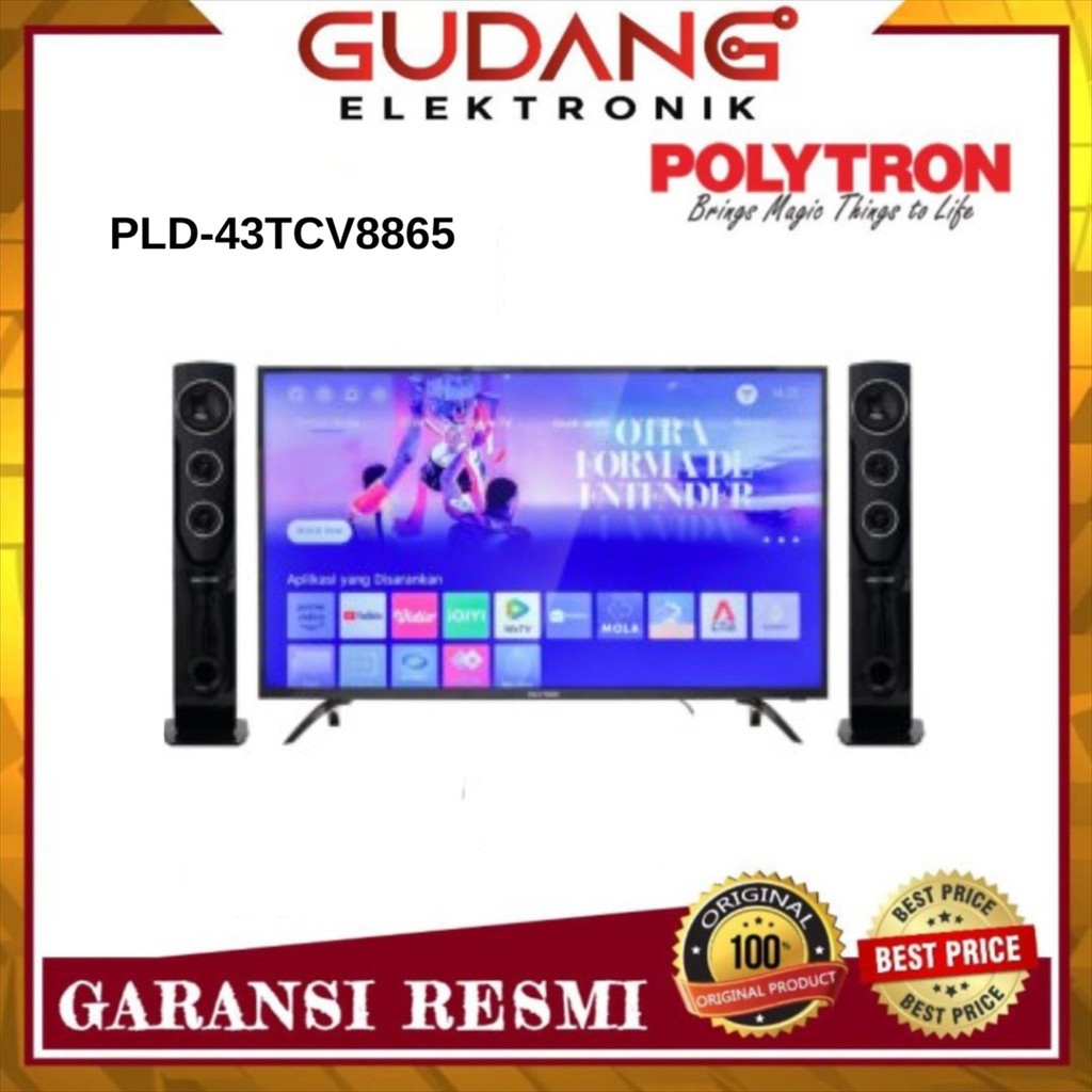 LED TV 43 INCH POLYTRON PLD 43TCV8865 SMART TV POLYTRON PLD 43 TCV 8865 TOWER SPEAKER