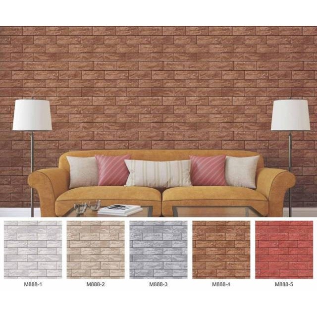 WALLPAPER DINDING MOTIF BATU BATA 3D