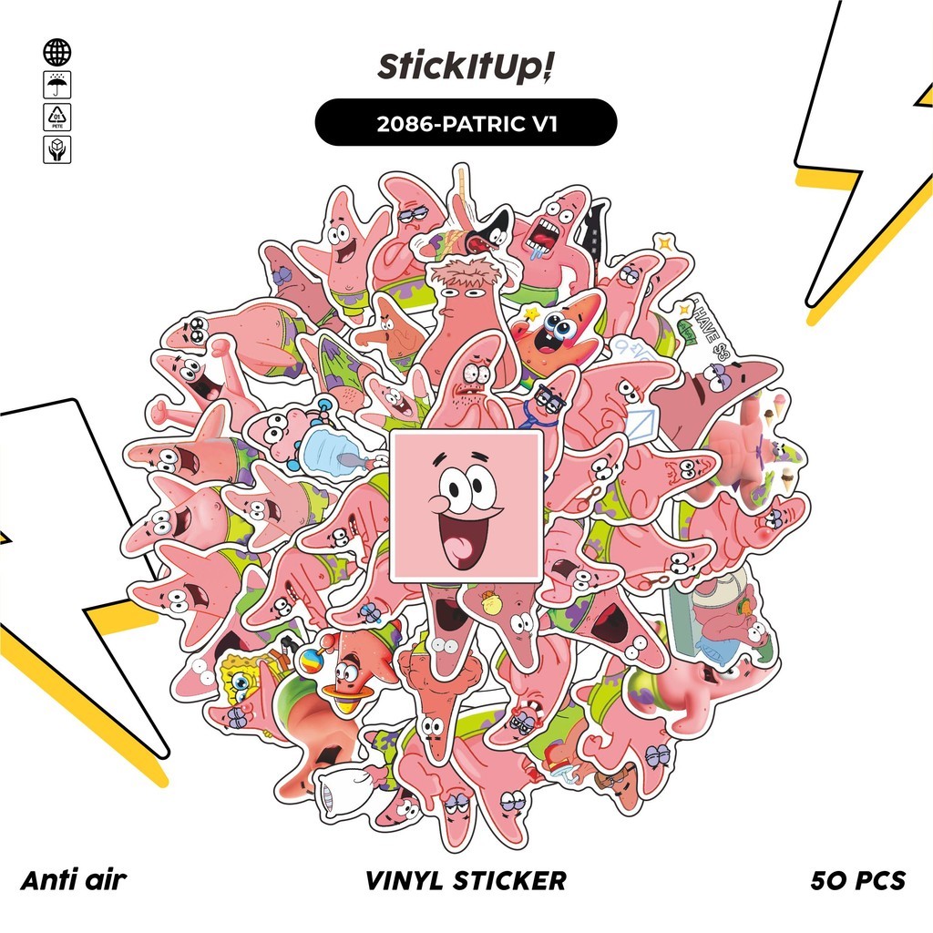 

COD✨ 50 Pcs Stiker PATRIC V1 Lucu Anti Air Untuk Dekorasi Notebook Sepeda Skateboard Handphone DIY