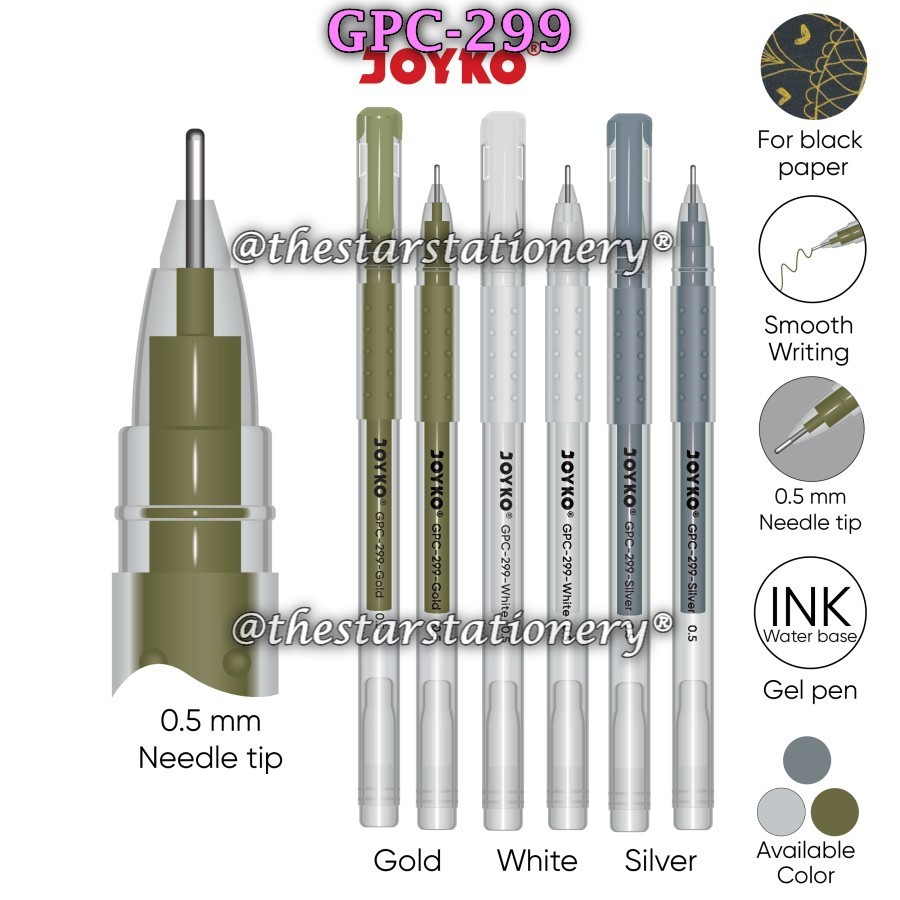 

(1 Biji) GROSIR Color Gelpen Joyko GPC-299 0.5 mm / Pulpen Pena Joyko GPC-299 Premium Color (1 Biji)