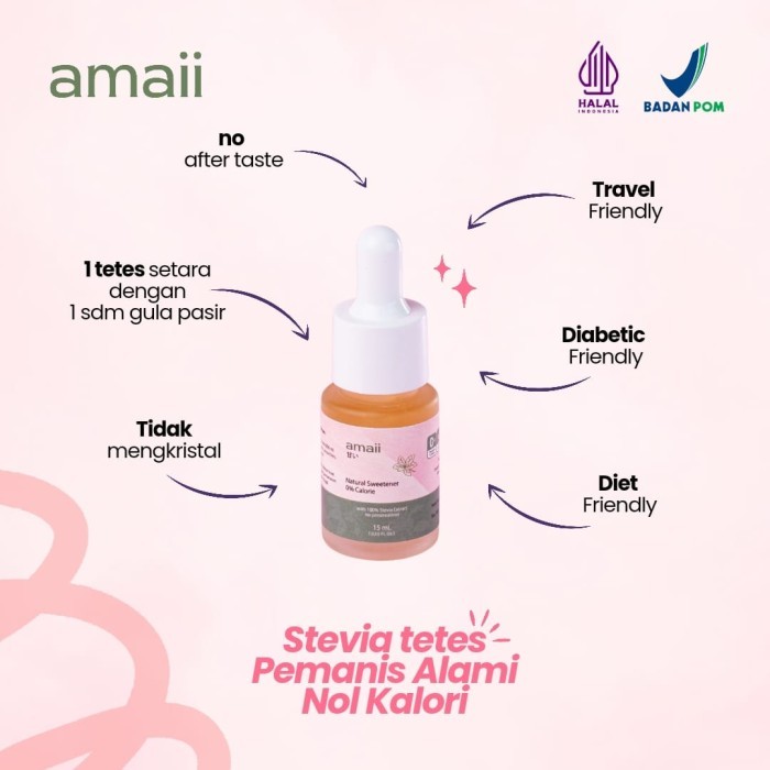 

AMAII Stevia - Pemanis Alami Nol Kalori / Natural Sweetener Zero Calorie Liquid Stevia 15 mL