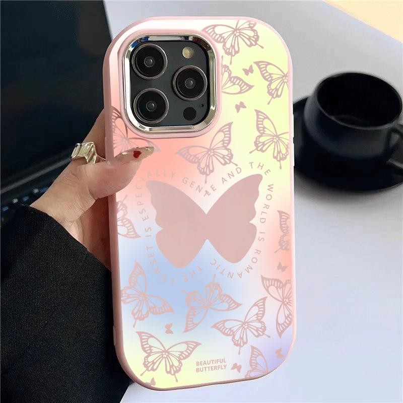 Soft Case For Oppo A74 4G A72 A76 A77 4G A77s A77 5G A8 Oval Frame Chrome Butterfly Dragonfly Casing