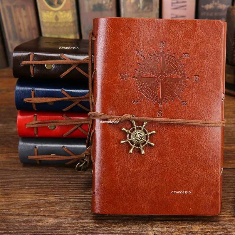 

Retro Spiral Notebook Diary Notepad Vintage Pirate Anchors PU Leather Note Book Replaceable Stationery Gift Traveler Journal