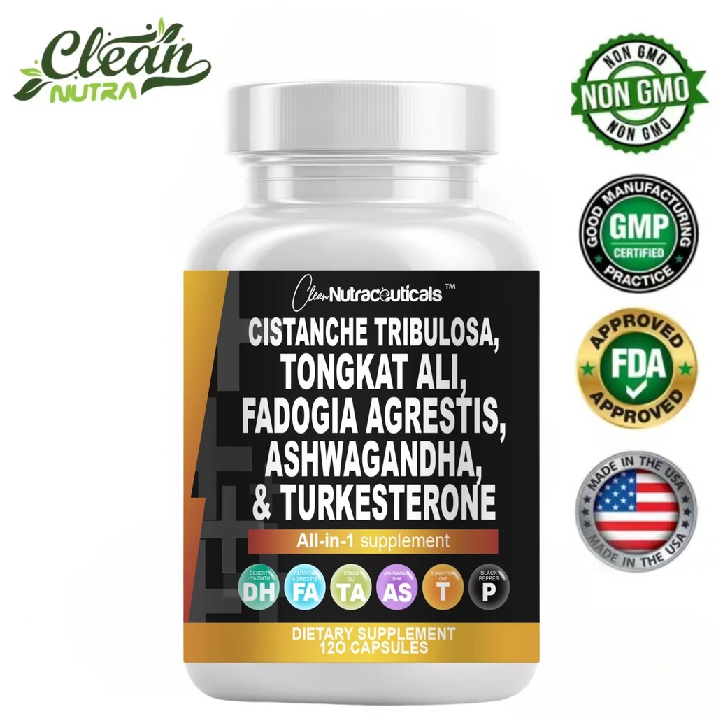 Suplemen Pria Cistanche Tongkat Ali Fadogia Agrestis Turkesterone Ashwagandha 120 Kapsul Dukungan Ho