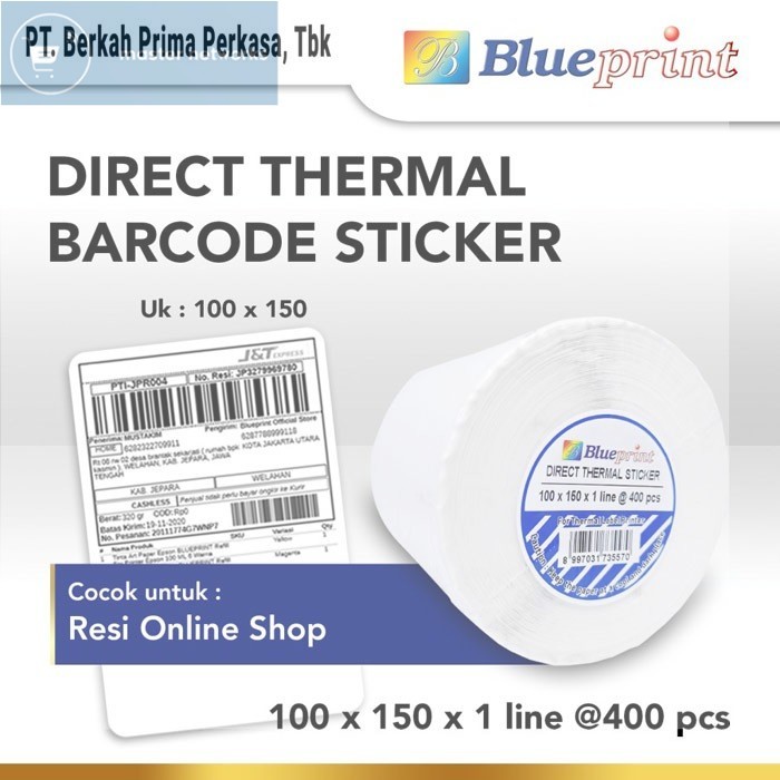 

Blueprint Direct Thermal Sticker Label Stiker 100x150 mm 1 Line 400 pcs