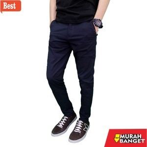 celana chino panjang pria Celana Panjang Chino Pensil Pria - Biru Navy (Blue Navy)