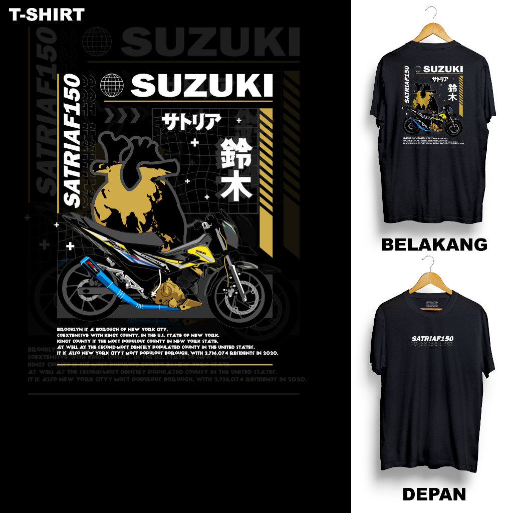 KAOS MOTOR DEWASA OTOMOTIF RIDER DRIVER BIKER LENGAN PENDEK 24s DEPAN BELAKANG GAMBAR MOTIF SATRIA F