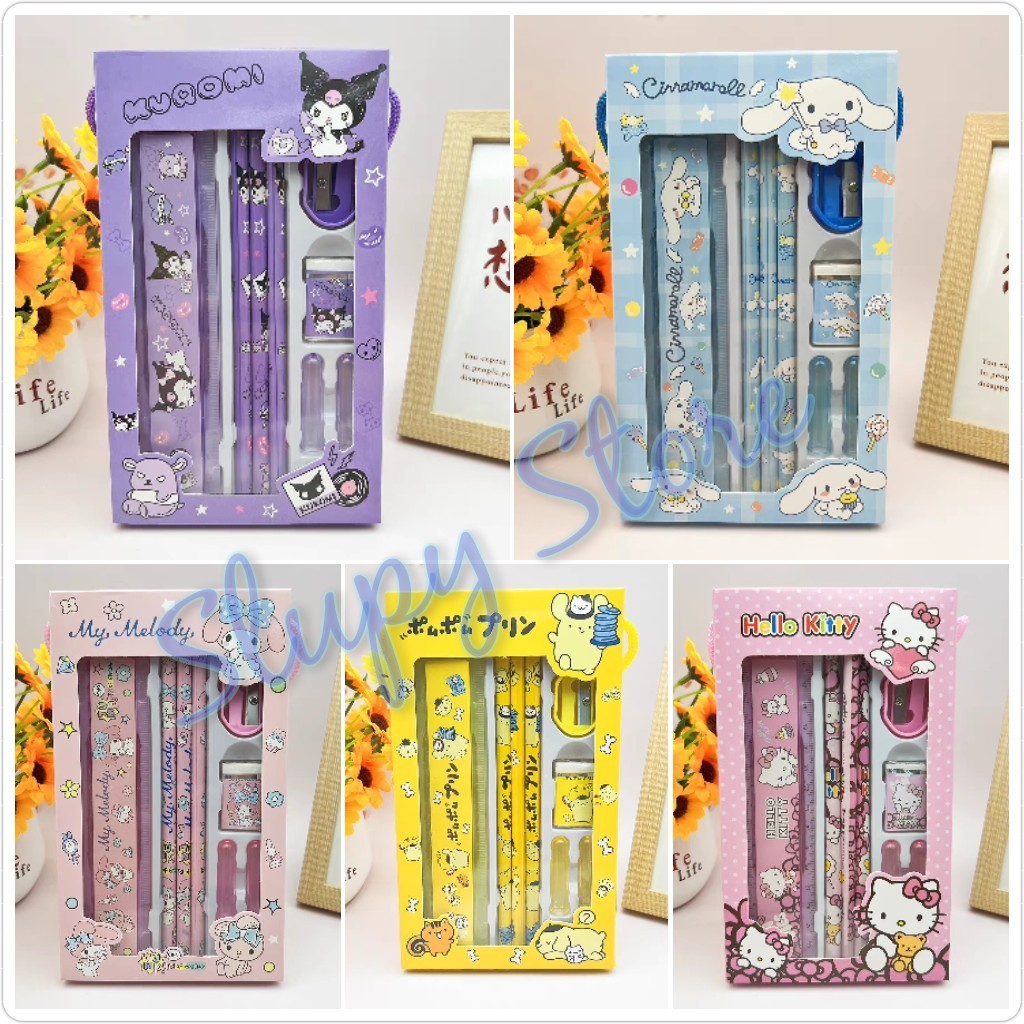 

SLP Set Stationary Stationery Kuromi My Melody Cinnamoroll Pompompurin Hello Kitty