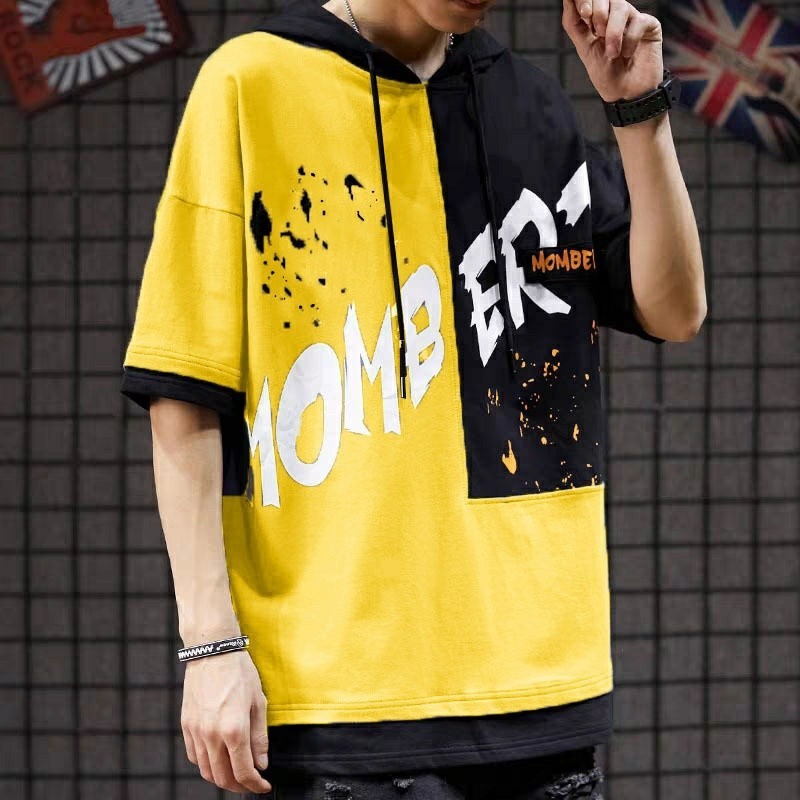 Sweater Pria Lengan Pendek Hoodie Mombert Baju Korea Cowok