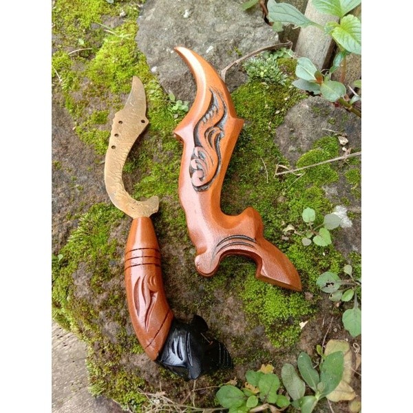 koleksi kujang kuningan mini gagang ukiran