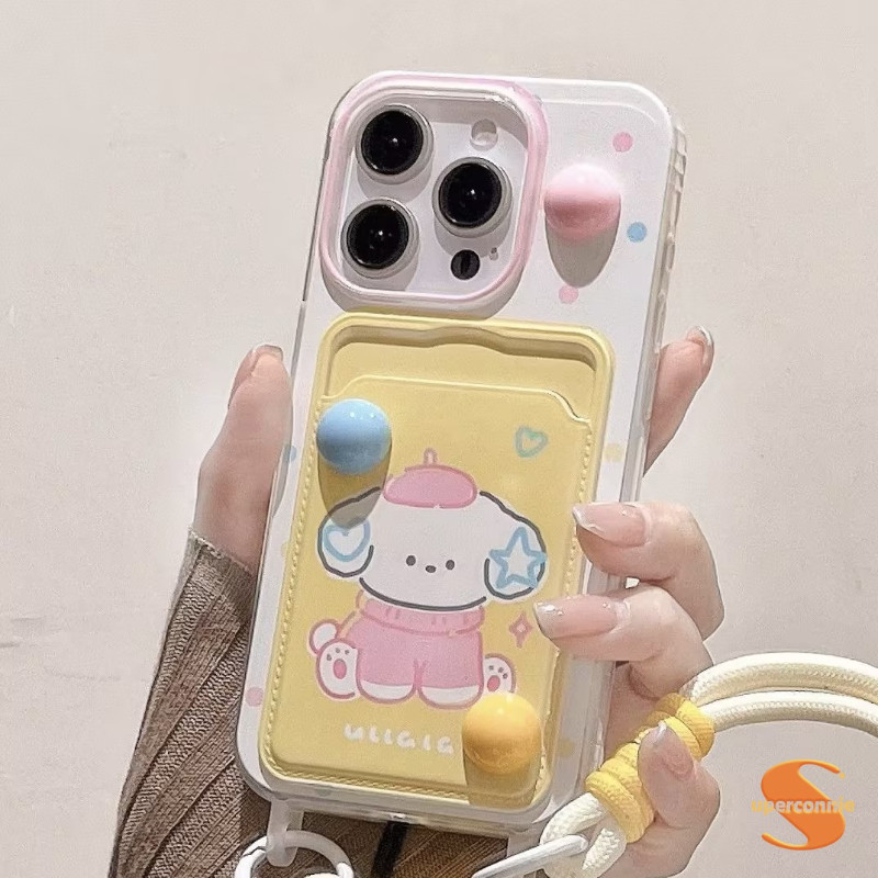 Casing Lembut Tali Ganda Anjing Kecil Lucu Kompatibel Untuk iPhone 7Plus XR 12 14 Pro Max 11 15 13 P