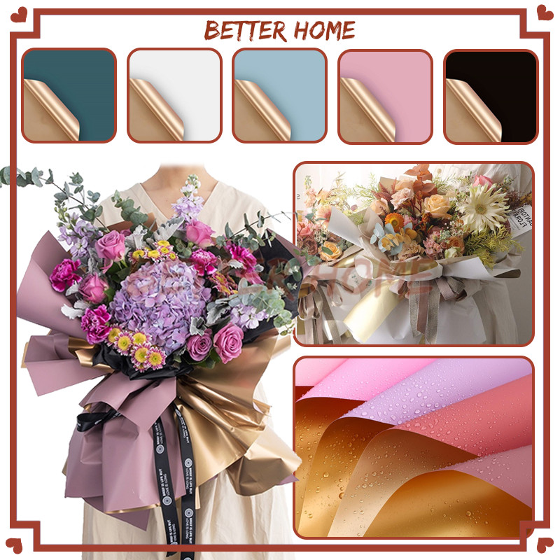 

(20 Lembar)Kertas Flower Wrapping Bi Color/Dua Warna Flower Wrapping Cellophane/Flower Wrapping Paper Bicolor Gold 20 Lembar