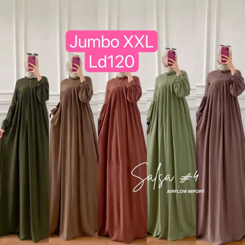 BFC Gamis Salsa Terbaru Wanita Import Jumbo Bahan Crinkle Airflow