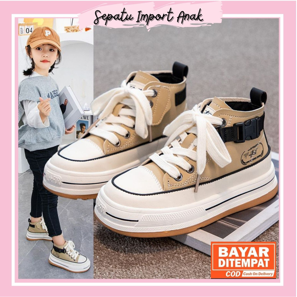 PL26Y Sepatu bootstry sneaker sepatu anak import unisex ukuran 26-37