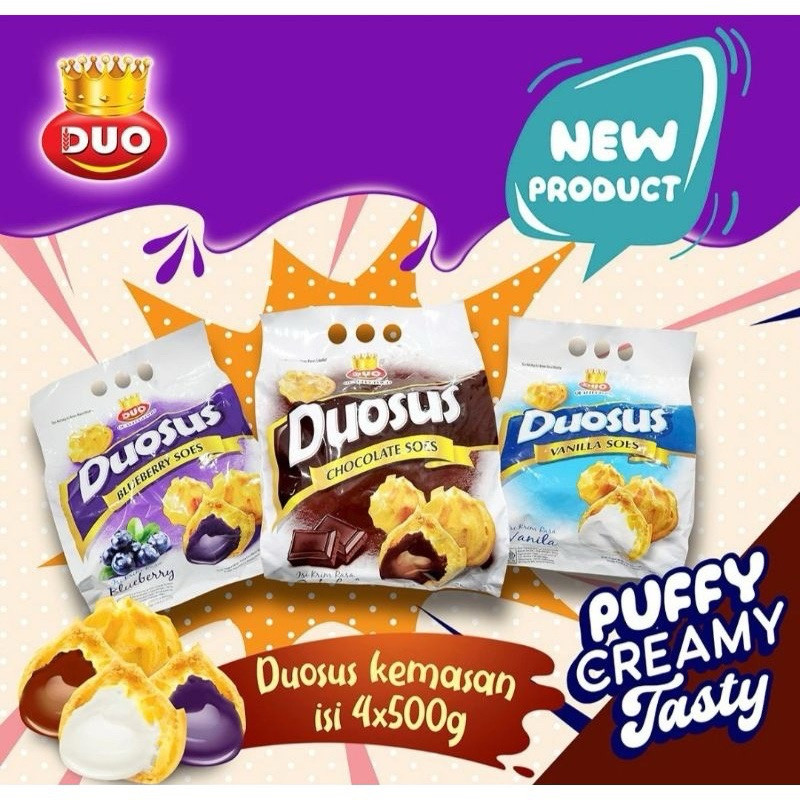 

Soes - soes kering - SNACK SOES DUO COKLAT / VANILA / BLUEBERRY 500 GRAM