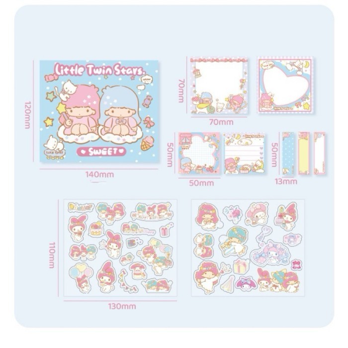 

kawaii sanrio sticky note set sticker memo book tempelan kertas memo - Twinstars by Summerstore Id