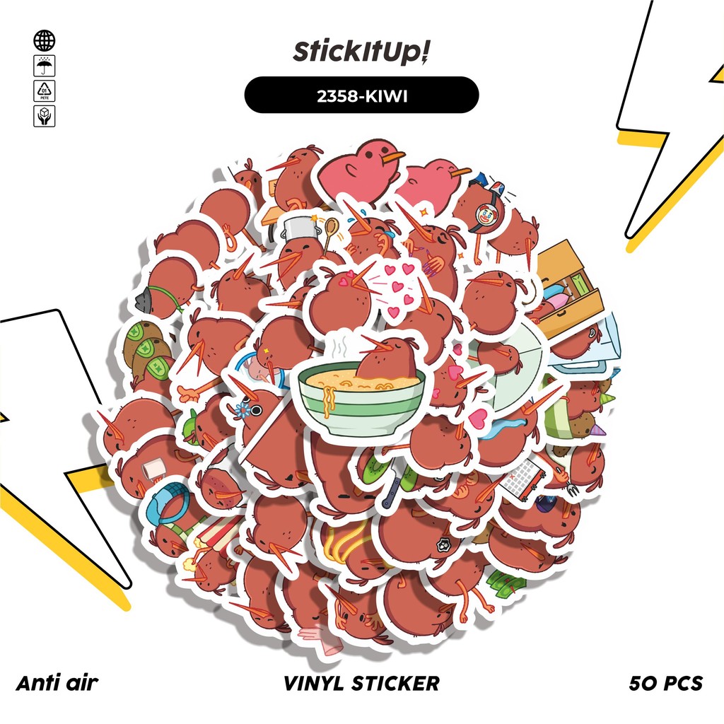 

COD✨ 50 Pcs Sticker Pack FUNNY KIWI STICKER PACK 01 Lucu Aesthetic Vynil Waterproof untuk Freebies Sticker Buku Journal Casing HP Laptop