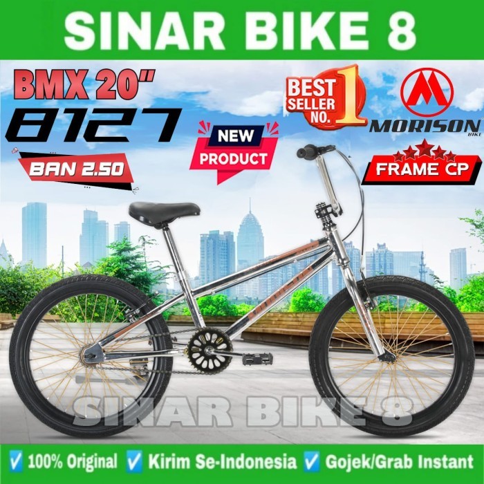 Sepeda Anak Laki Ukuran 20 Inch BMX MORISON 8127  Frame Chrome CP Usia 8-12 Tahun