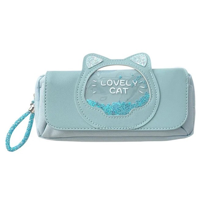 

Best[Promo] Korea style big pencil box organizer bag kotak pensil besar lucu cute - Blue Lovely Cat