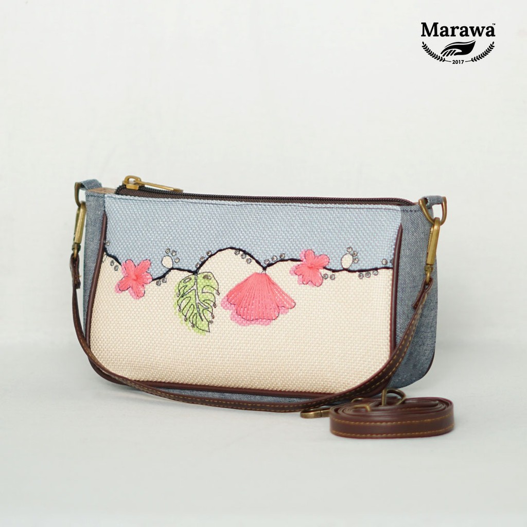 MARAWA Tenzo - Flos Shoulder Bag Tas Etnik Mini Wanita Handmade Denim