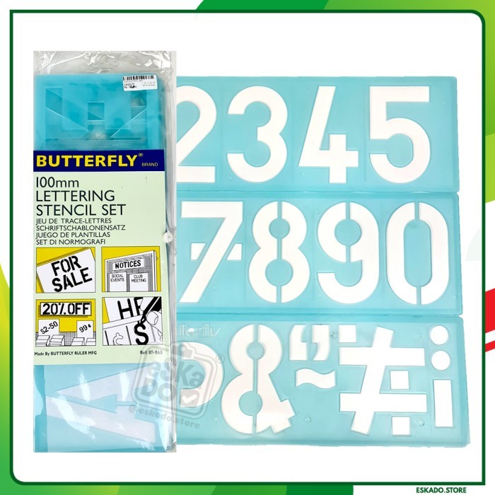 

Andma Lettering Stencil Set 100mm BUTTERFLY Stensil Cetakan Huruf Angka