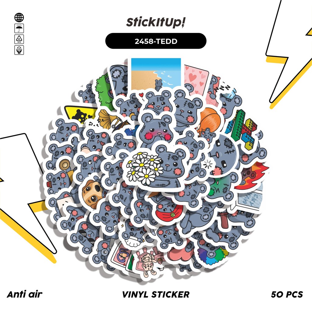 

COD✨ 50 Pcs Stiker Pack FUNNY CHARACTER TEDDY THE PLUS BEAR STICKER PACK 01 Lucu Aesthetic Vynil Waterproof untuk Freebies Sticker Buku Journal Casing HP Laptop