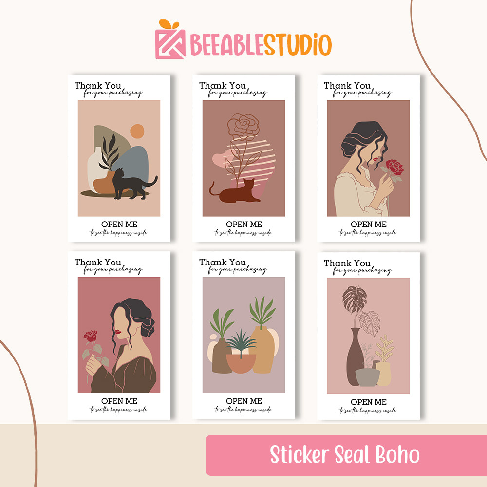 

Sticker Seal Boho Aesthetic Stiker Box Open Me Label Packaging Online Shop
