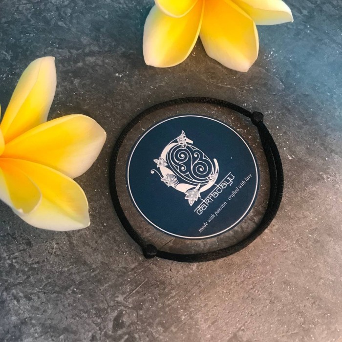 Gelang Polos Tali Satin Couple Anti Air Bahan Premium Original - Single Hitam, L