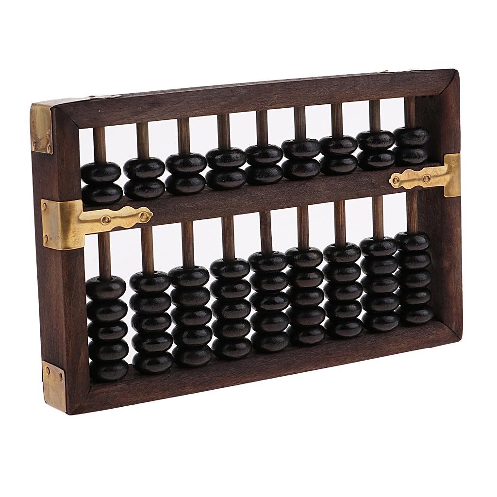 

9 Digits Black Chinese Wooden Abacus Arithmetic Calculating Tool