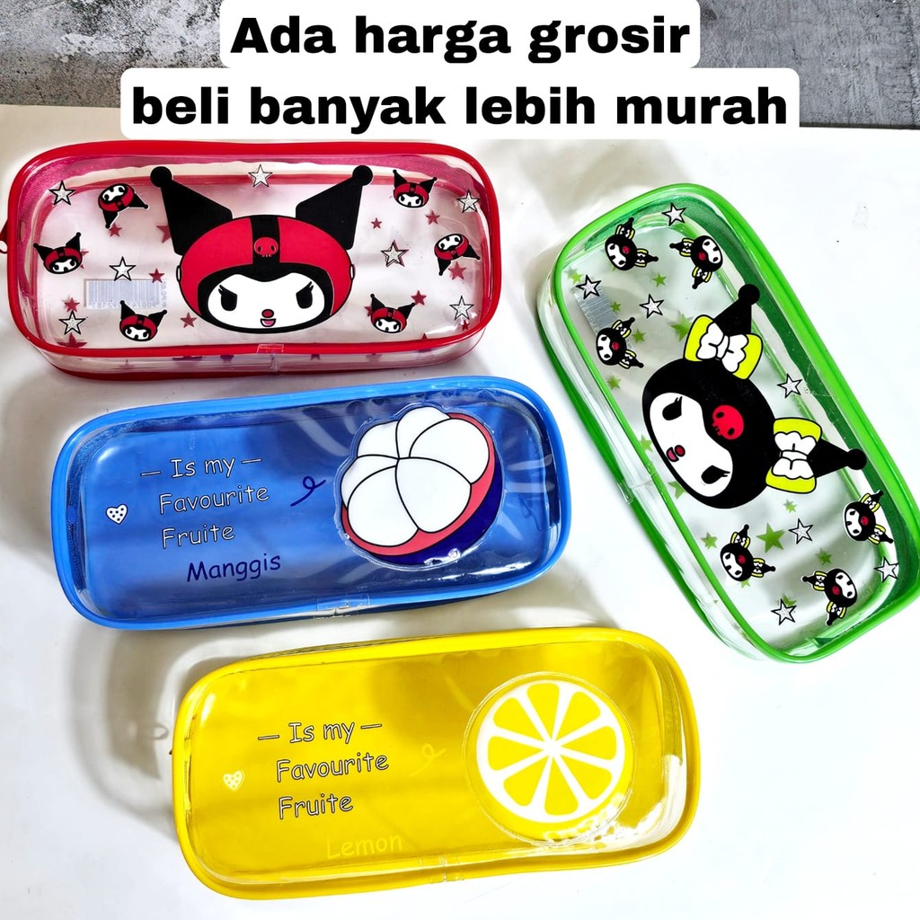 

SOS Kotak Pensil Sleting Transparant Fancy 9x21/Pencil Pouch/Tempat Pensil/Dompet Pensil/Tepak