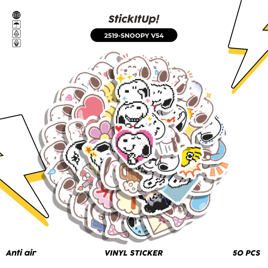 

COD✨ 50 Pcs Stiker Pack SNOOPY V54 Lucu Aesthetic Vynil Waterproof untuk Freebies Sticker Buku Journal Casing HP Laptop