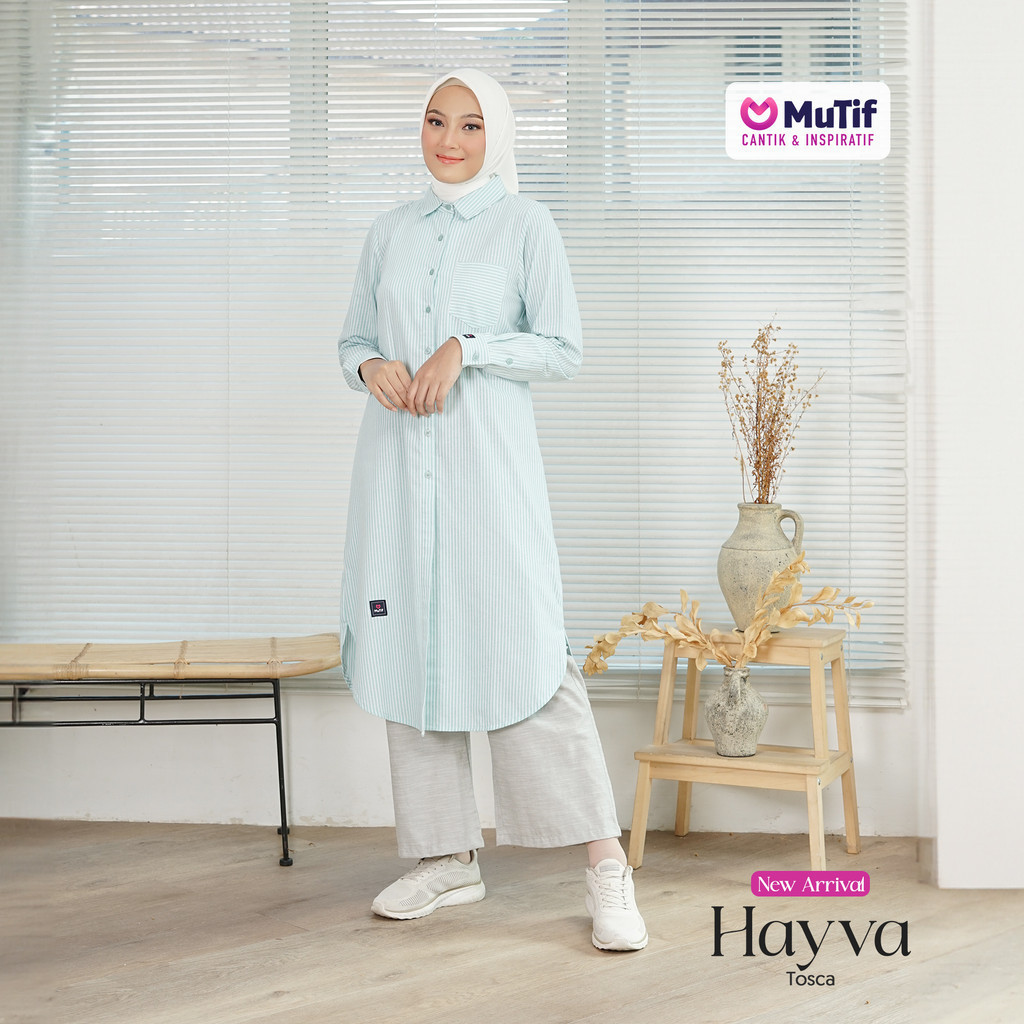 MUTIF Tunik Dewasa HAYVA Baju Atasan Panjang Wanita Katun Premium Branded S-3XL