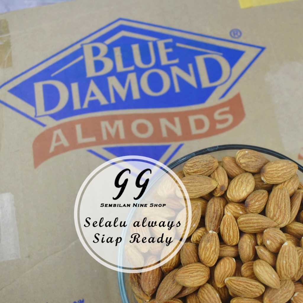 

Natural Raw WHOLE ALMOND 250 GRAM Blue Diamond Kacang UTUH Mentah