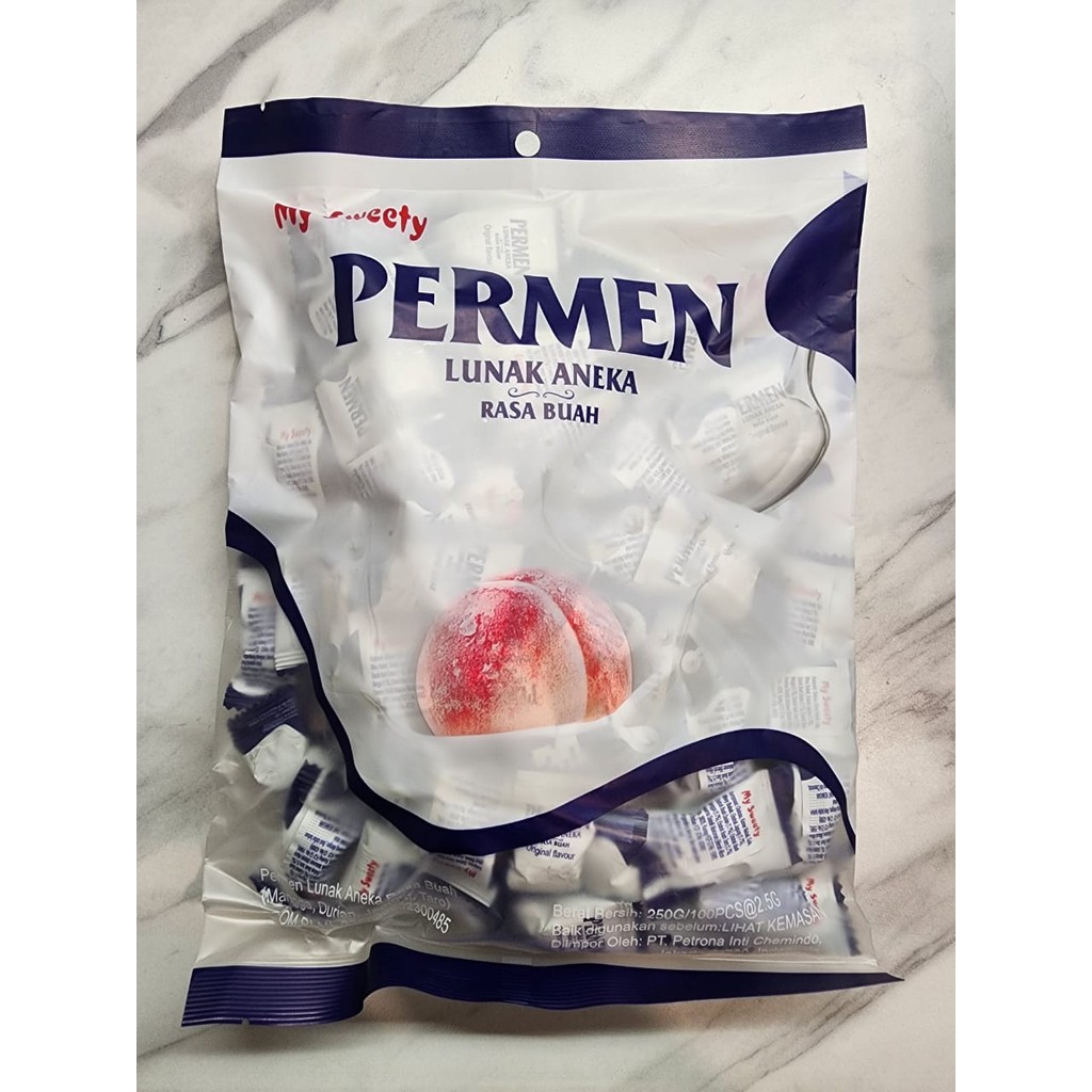 

MY SWEETY PERMEN LUNAK ANEKA RASA BUAH WHITE PEACH FLAVOUR 250GR ( ISI 100 PCS )