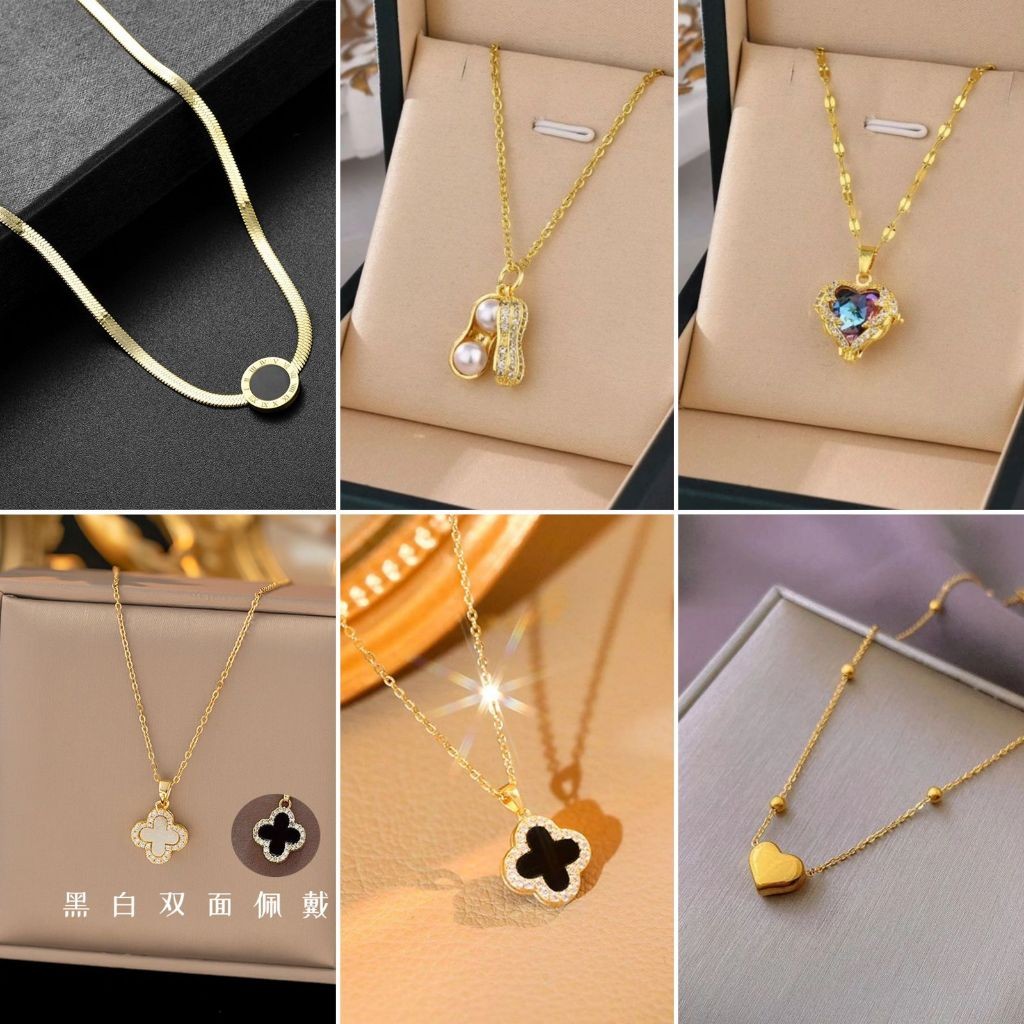 Perhiasan  Kalung Titanium Asli Anti Karat Liontin Bulat Hitam