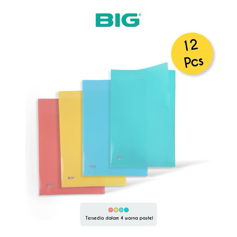 

(12 BIJI) BIG Map L F4 Folio Plastik Warna Pastel Clear Slevees MF-8313