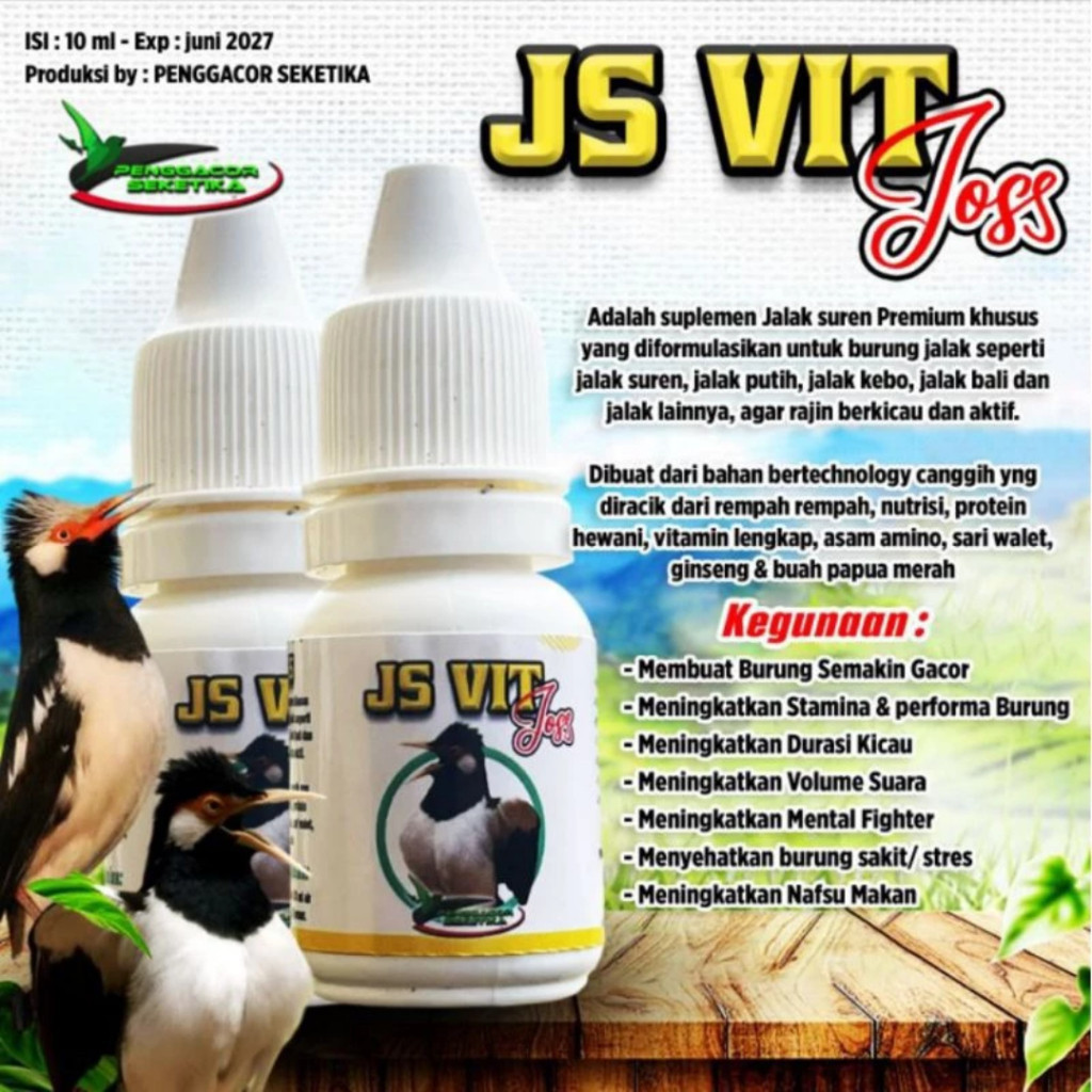 JS Vit Joss Vitamin Suplemen Burung Jalak Suren Penggacor Vitamin Doping Burung