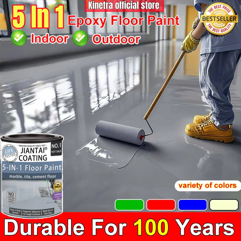 KINETRA Cat lantai epoxy lantai semen 5-In-1 1kg cat genteng anti bocor anti air cat lantai seperti 