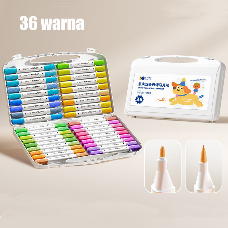 

JAMIN MURAH !!!ENMY Spidol Akrilik Dual Tip Marker dengan Dual Tip Lunak dan Keras Bisa Tumpuk Warna Aman dan Dapat Dicuci Spidol untuk Siswa Sekolah Dasar(BISA LANGSUNG ORDER)