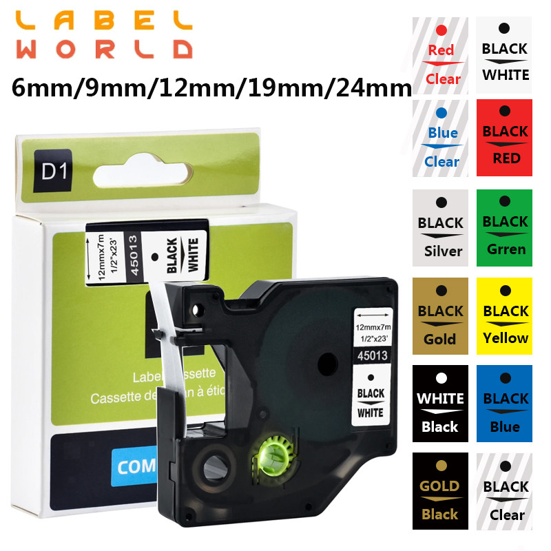 

LW 6/9/12/19/24mm Multicol Label tapes Compatible Dymo D1 Label Tapes 45013 40913 43613 45018 40918 40914 for Dymo LM160 LM280