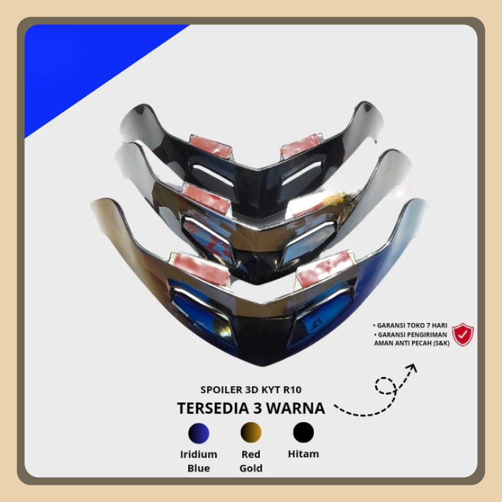 Spoiler Helm 3D KYT R10 / SPOILER HELM KYT R10 3D spoiler helm 3D KYT R10 Blue - spoiler helm kyt r1