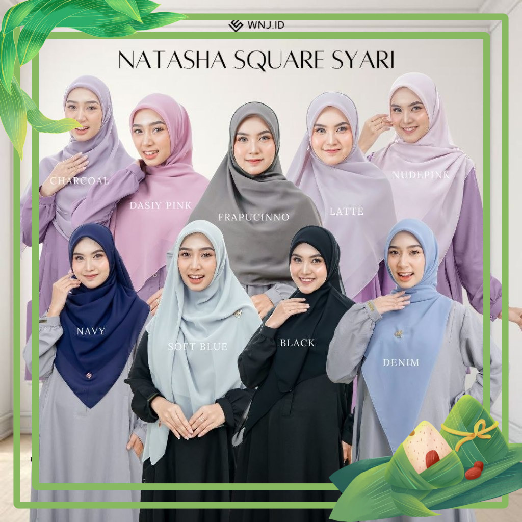 WNJ NATASHA SYAR'I 140x140  - Kerudung Hijab Segi Empat Scarves Polos Voal