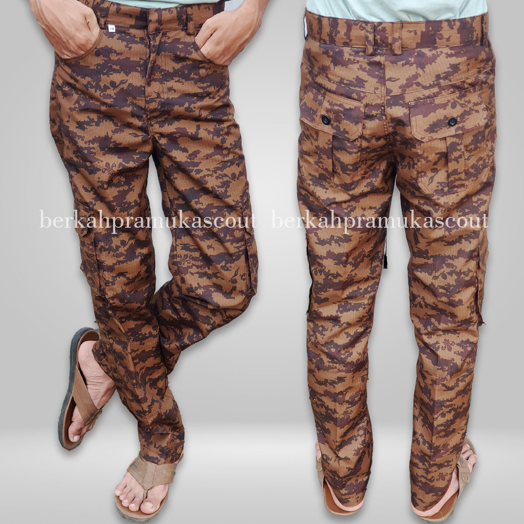 DISKON CELANA PRAMUKA PDL LORENG PRAMUKA SAKU SAMPING CELANA CARGO LORENG PRAMUKA