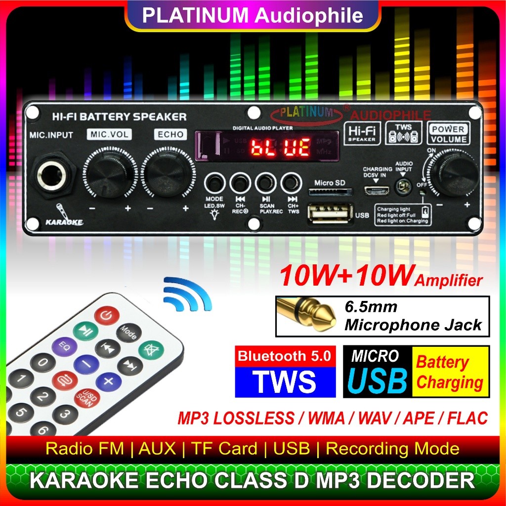 Modul MP3 Decoder Bluetooth Karaoke Amplifier 2x 10W Multimedia Trolley Speaker JQ-2269