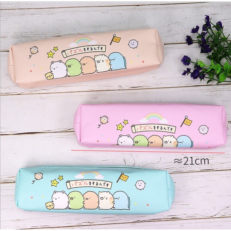 

New San-X SUMIKKO GURASHI Kawaii Fabric Pencil case Pencil Bag Cute animal zipper Pen Box Storage bag For Kids stationery gift