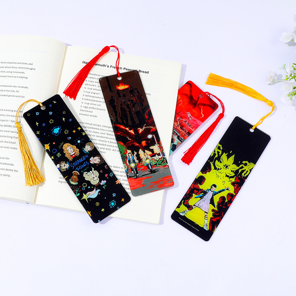 Stranger Things themed acrylic bookmark with tassels, horror and fantasy movie design, perfect book 