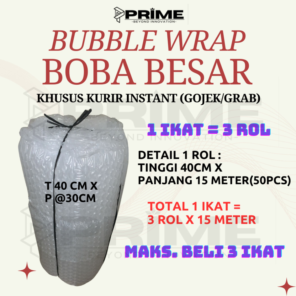 

BUBBLE WRAP BOBA BESAR T40CM X P30CM KURIR INSTANT BUBBLE ROLL PACKING PAKET PACKAGING TEBAL AMANCO