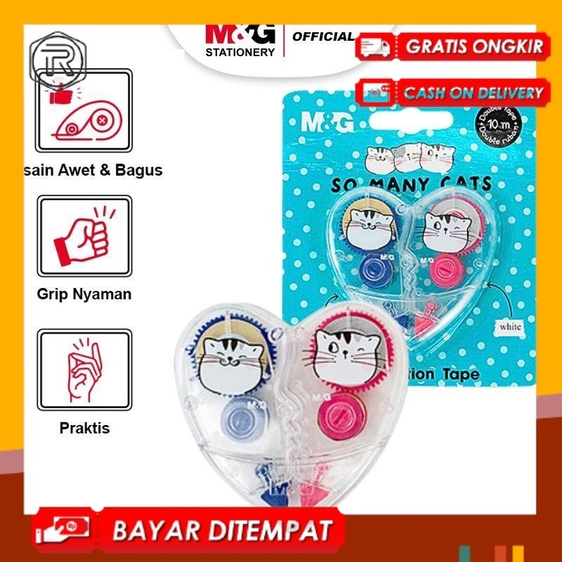 

M&G "SO MANY CATS" Heart Shape Correction Tape 2 in 1 Set 10m